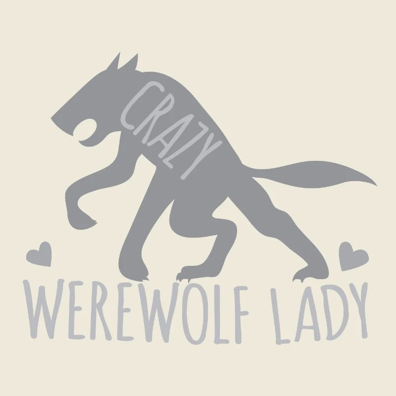 Verrückte Werwolfdame mit grauem gehendem Wolf
