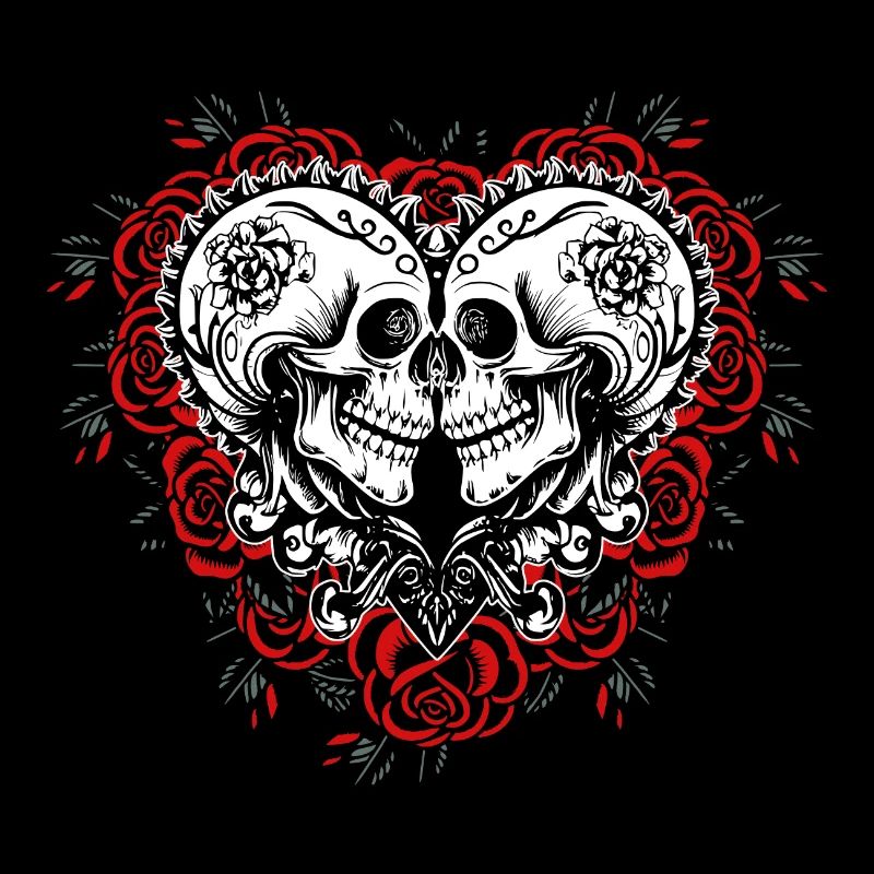 Gothic Totenköpfe in Herzform - Valentinstag