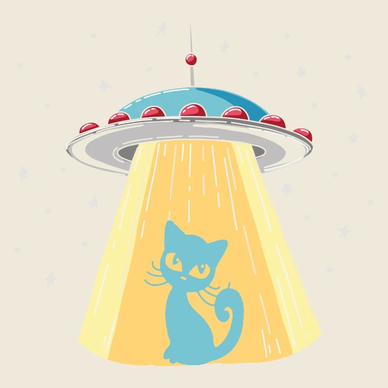 Humorous UFO cat print