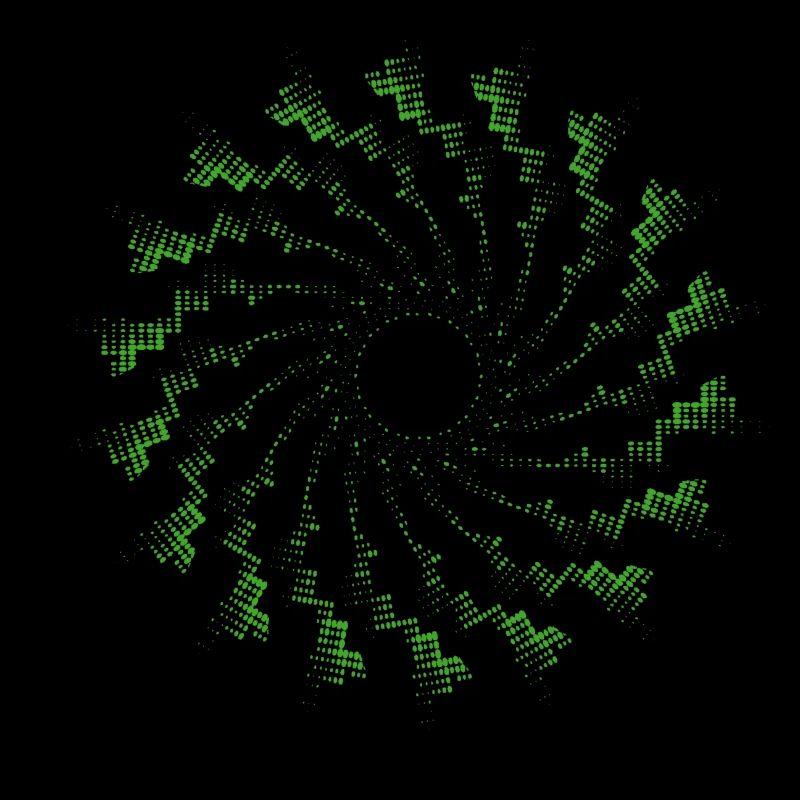 dotted shape rotated wind turbine green