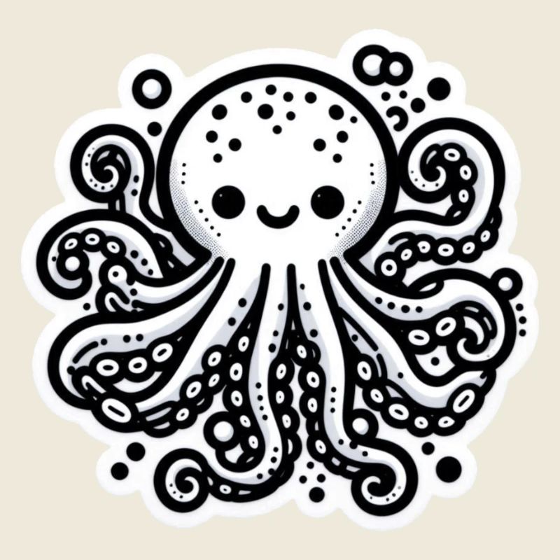 Octopus Octopus Blanc Autocollant