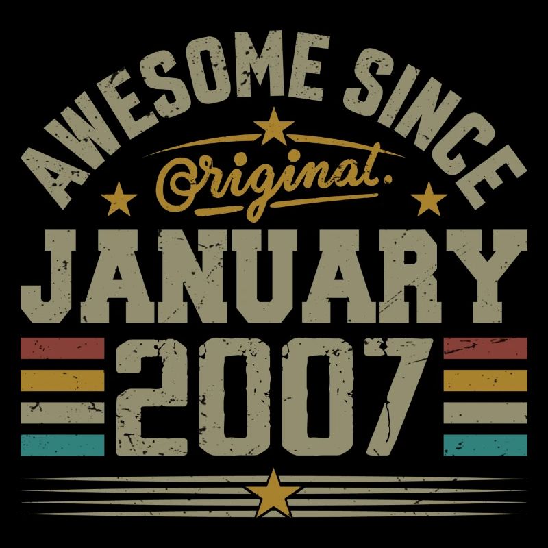 Retro Birthday Gift Born In January 2007
