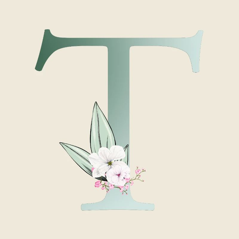 T Monogram, Floral, Personalizable