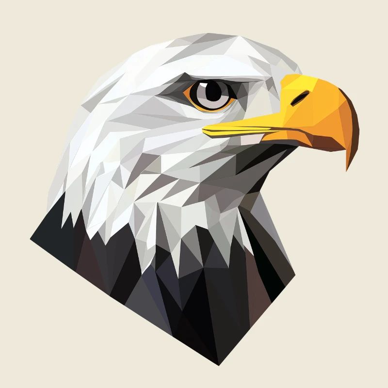 Conception du logo Low Poly de la tête d’aigle