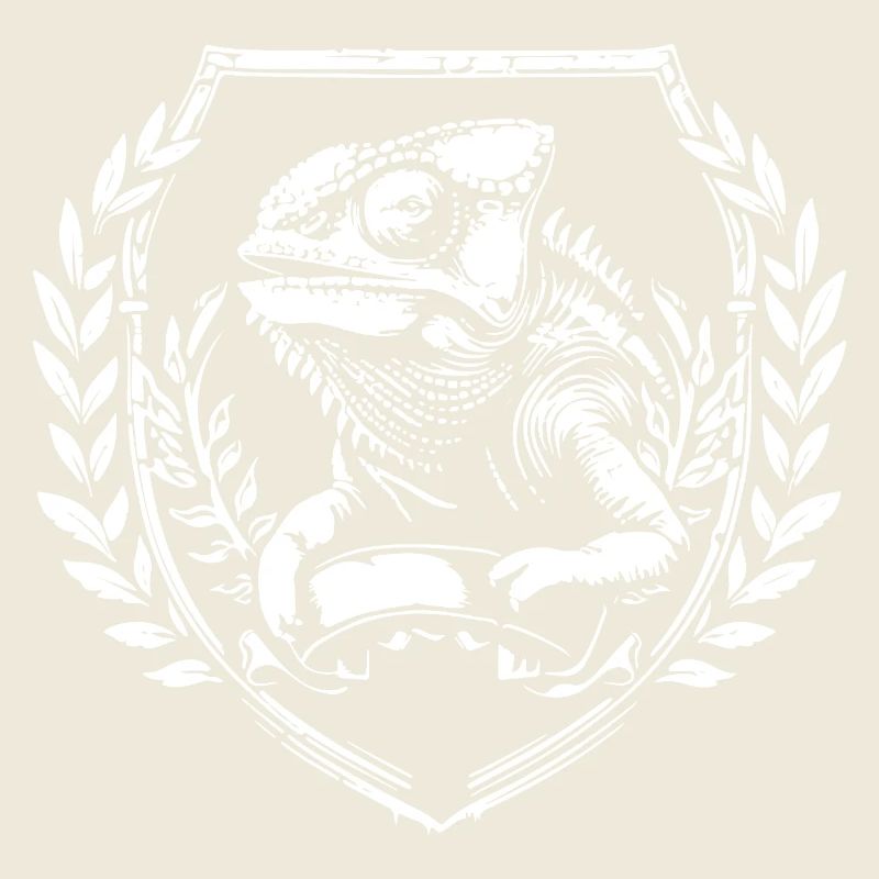 Blason caméléon avec couronne de laurier