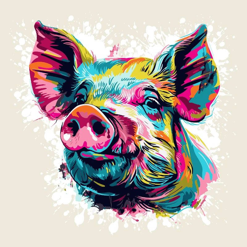 Explosion de couleurs Pop Art Pig Head