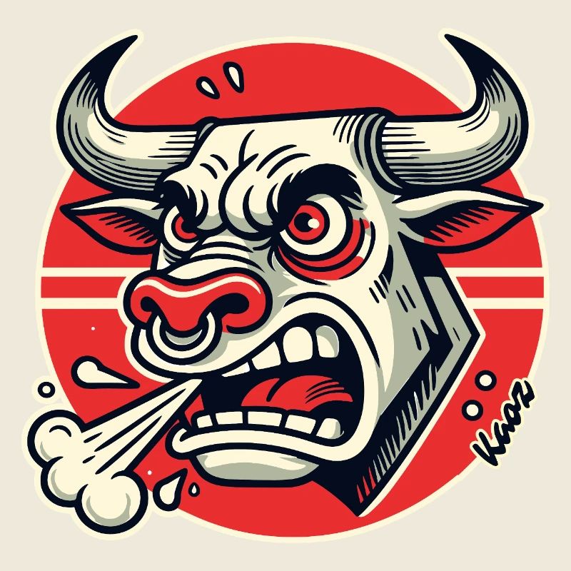 Wütender Bulle Retro-Logo
