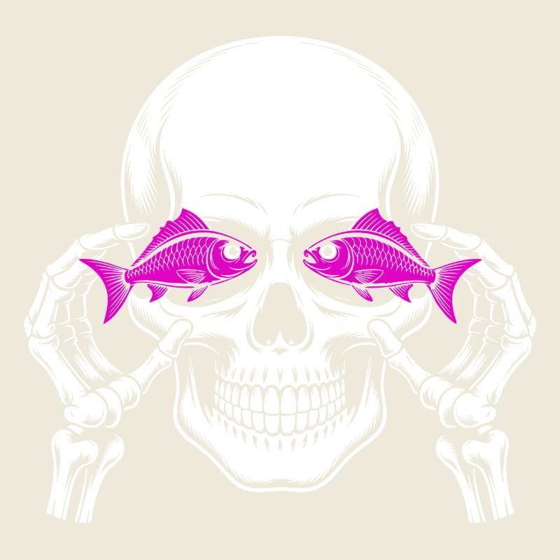 Skull and crossbones with fish