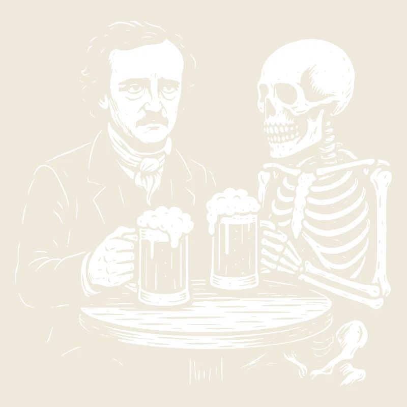 Edgar Allan Poe trinkt Bier mit dem Tod