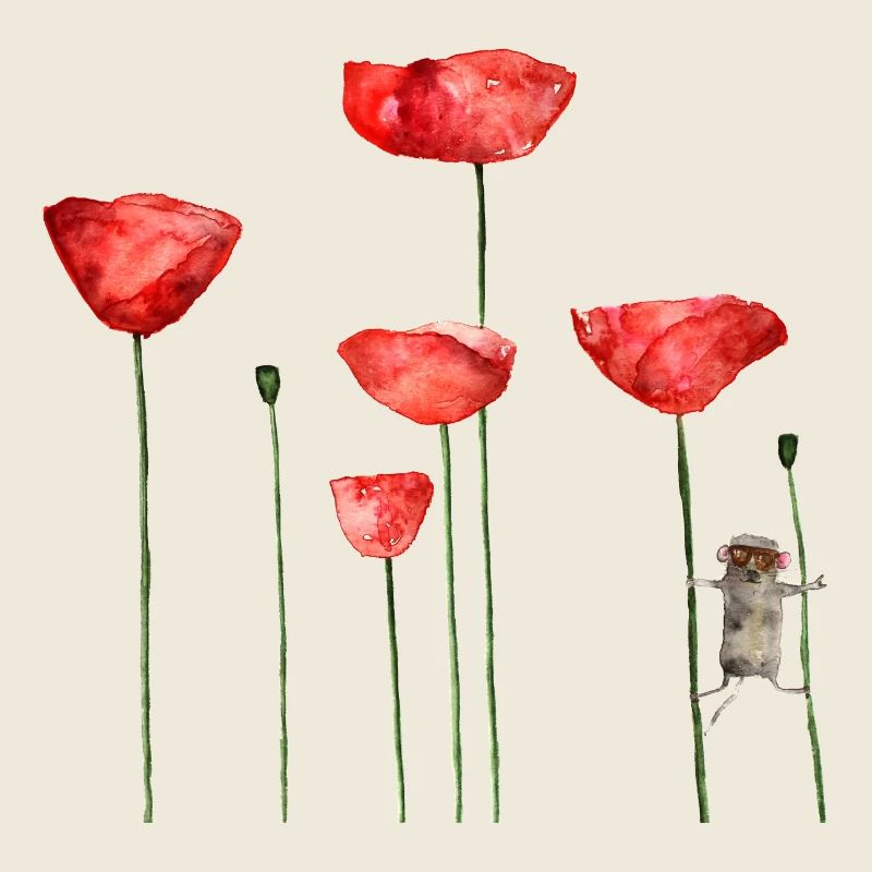 Maus Mohn Tier Sommer witzig frech