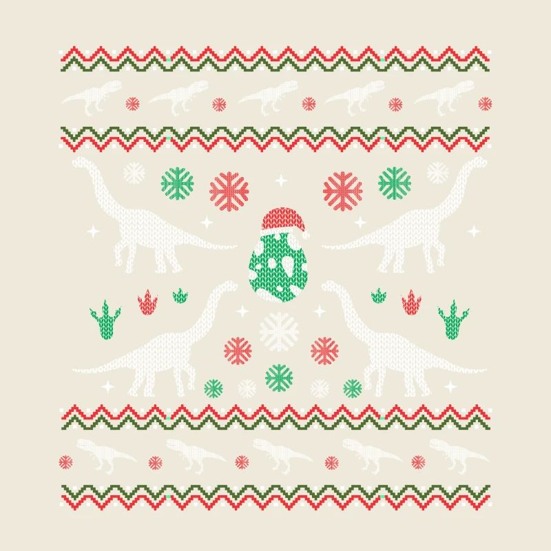 Ugly Christmas DINOSA DINNER T-REX SNOW