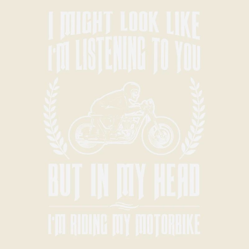 Lustiger Motorradfahrer mit Spruch