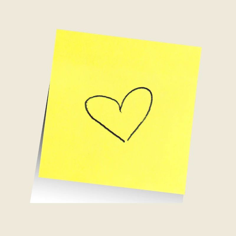 gelber Notizzettel , Klebezettel , Herz , Liebe