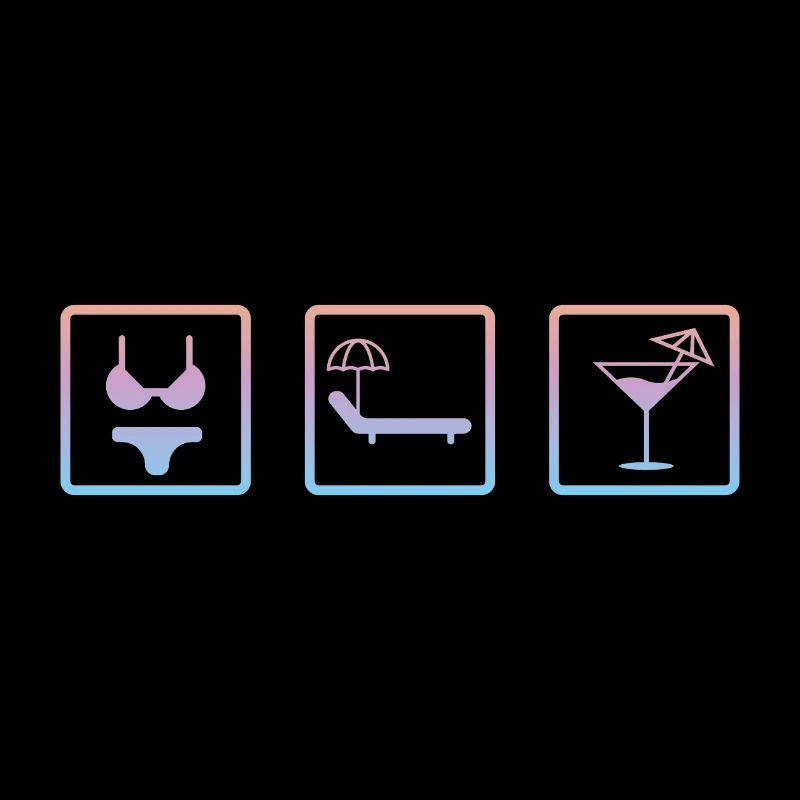 Strand Symbole Bikini Sonne Drink Geschenkidee