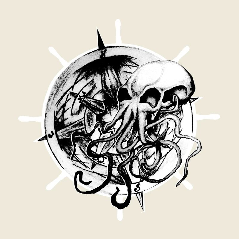 Conception de tatouage de crâne de pieuvre