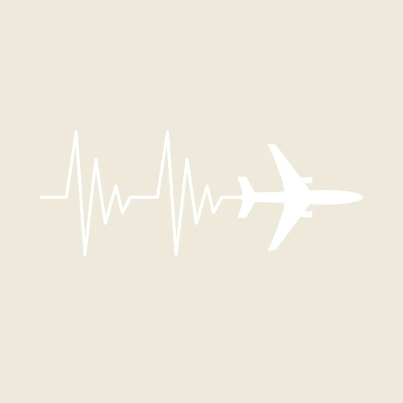 Plane pilot EKG love heartbeat white