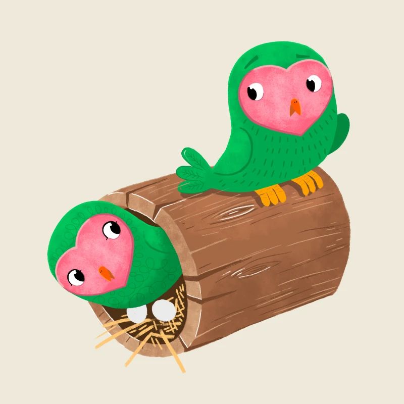 Nesting Pfirsichgesicht Lovebirds in einem Protokoll