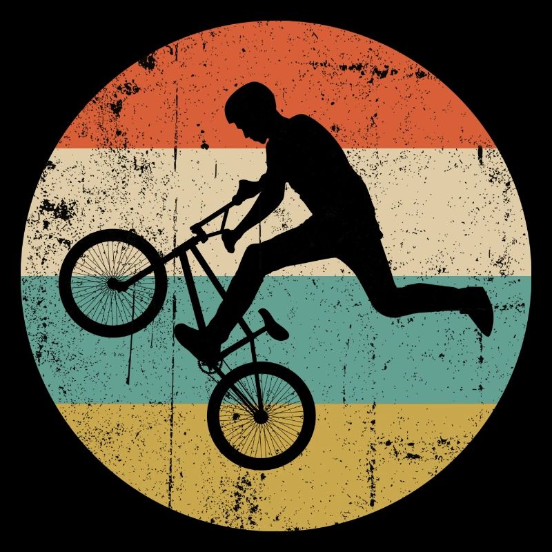 Silhouette de cascade BMX sur rayures rétro