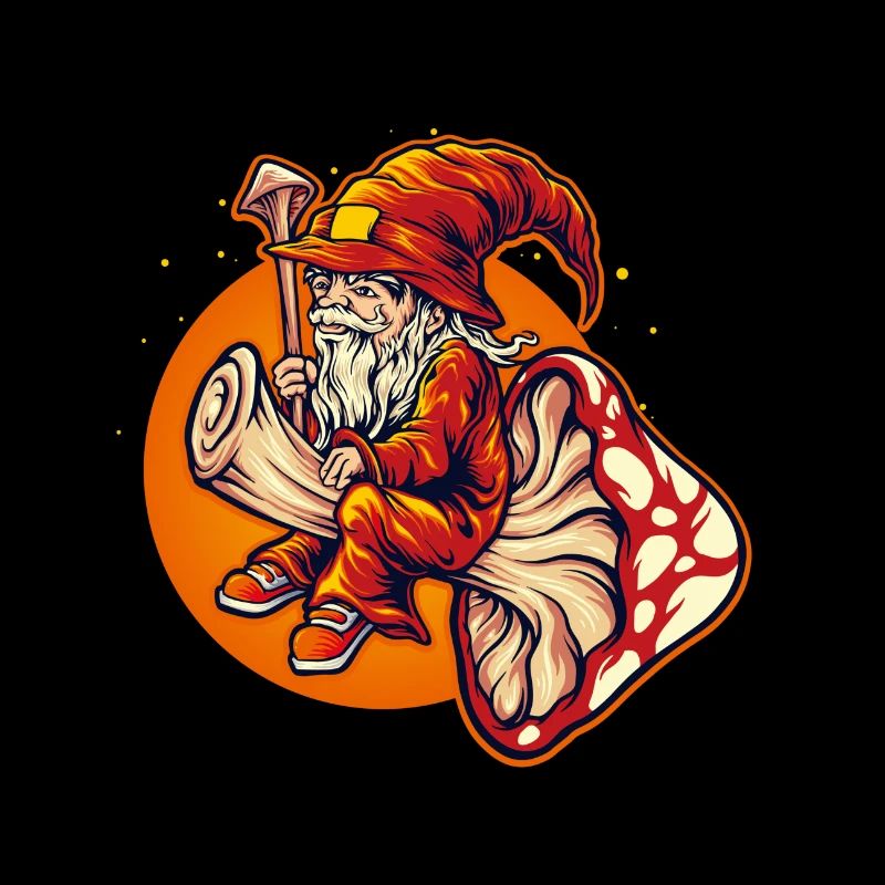 Dwarf wizard riding toadstool
