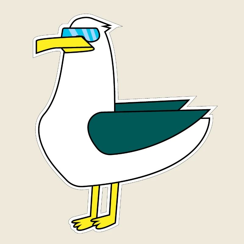Cool seagull with sunglasses