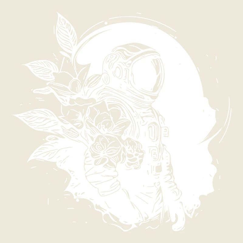 Astronaut in Unendlichkeit mit Blumen