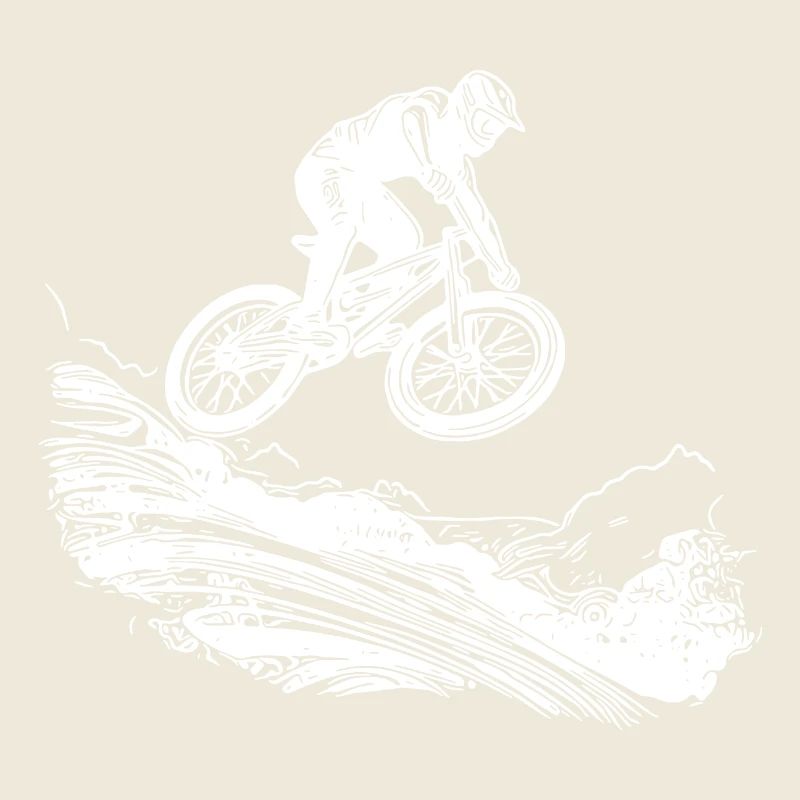 Mountain bikers with bike down the mountain