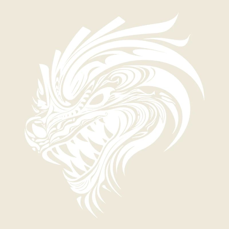 Roaring Chinese dragon in tattoo style
