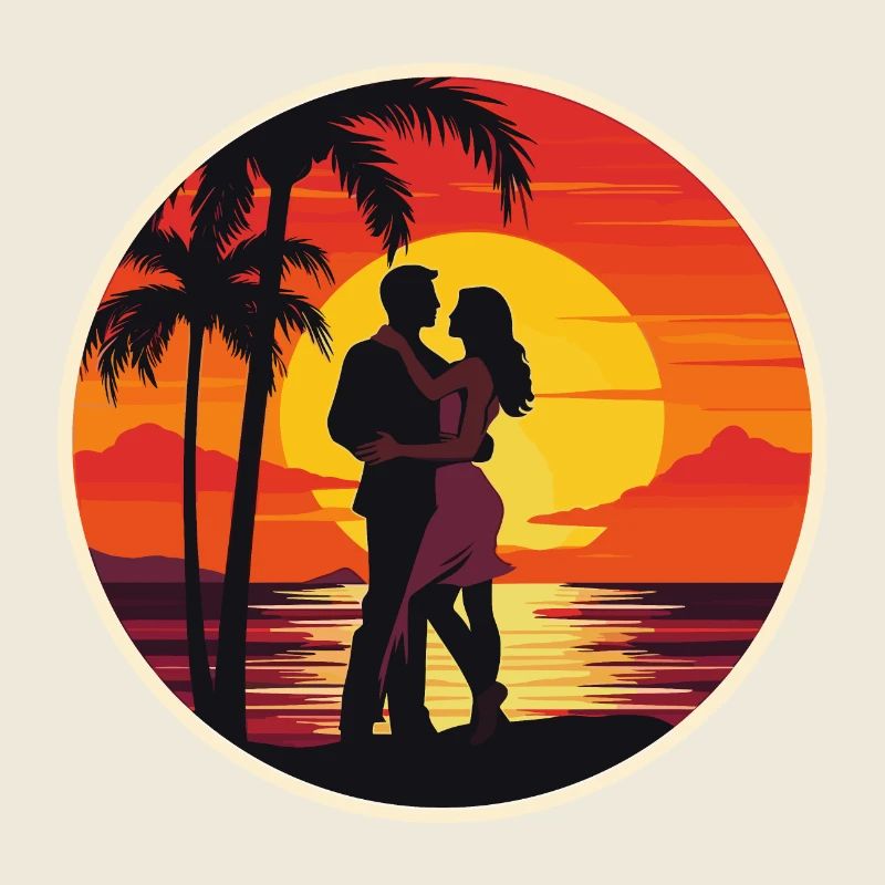 Coucher de soleil Couple Plage