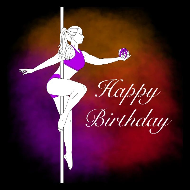 Pole Dance Birthday Gradient Illustration
