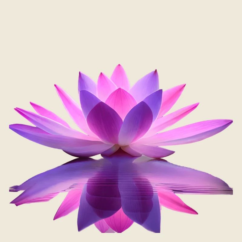 Nymphéas violet et rose avec effet miroir