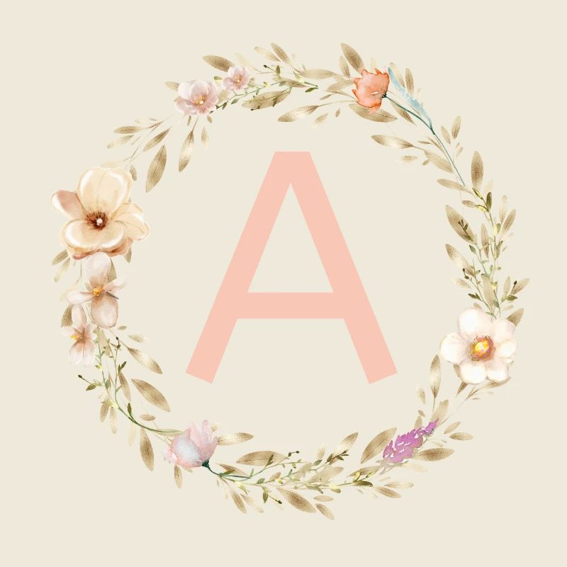 Customizable Monogram A Flower Wreath Boho
