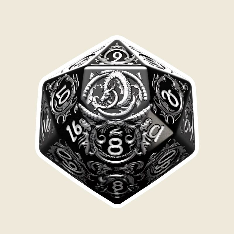 Schwarzer W20 Mit Drachensymbol RPG Shirt
