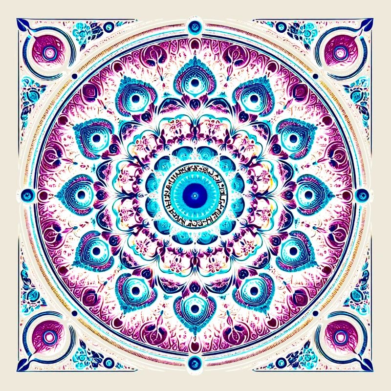 Orbitale Mandala Blau-Rosa