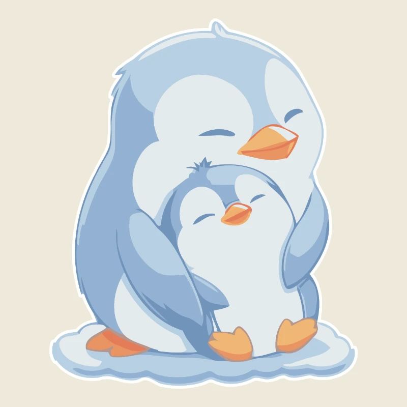 Pinguin Mama und Baby Muttertag