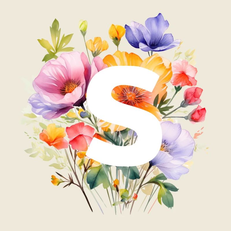 S Monogramm , bunter Blumenstrauss