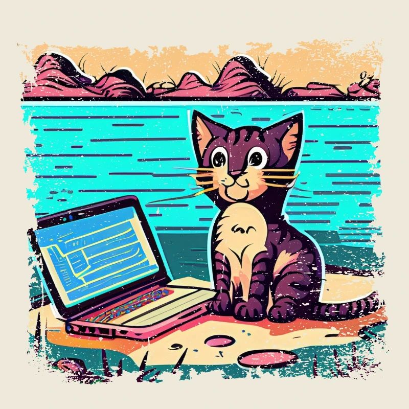 Cat with laptop