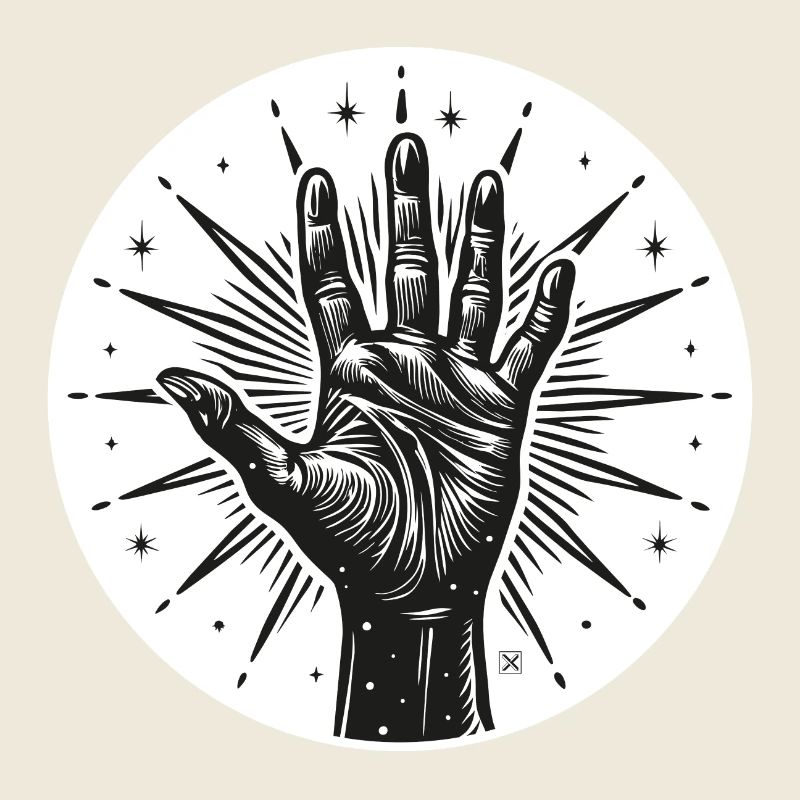 Sternhand mit Blitzen