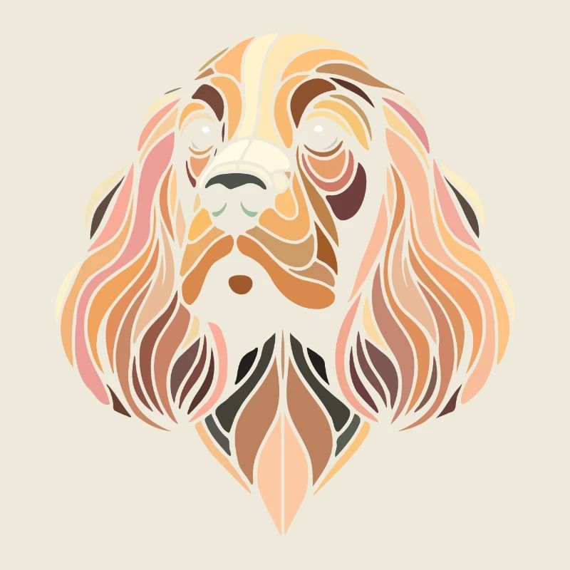 Cocker Spaniel Hundekopf geometrische Kunst Polygon Kunst