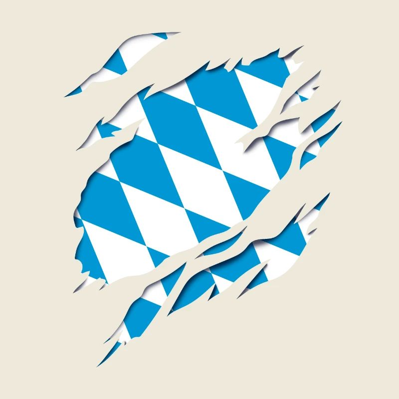 Drapeau et armoiries de la Bavière, effet de déchirure 3D.