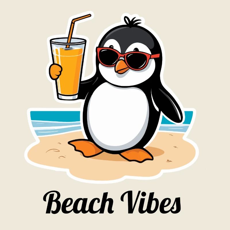 Lässiger Strand-Pinguin – Sommer Urlaubsfeeling