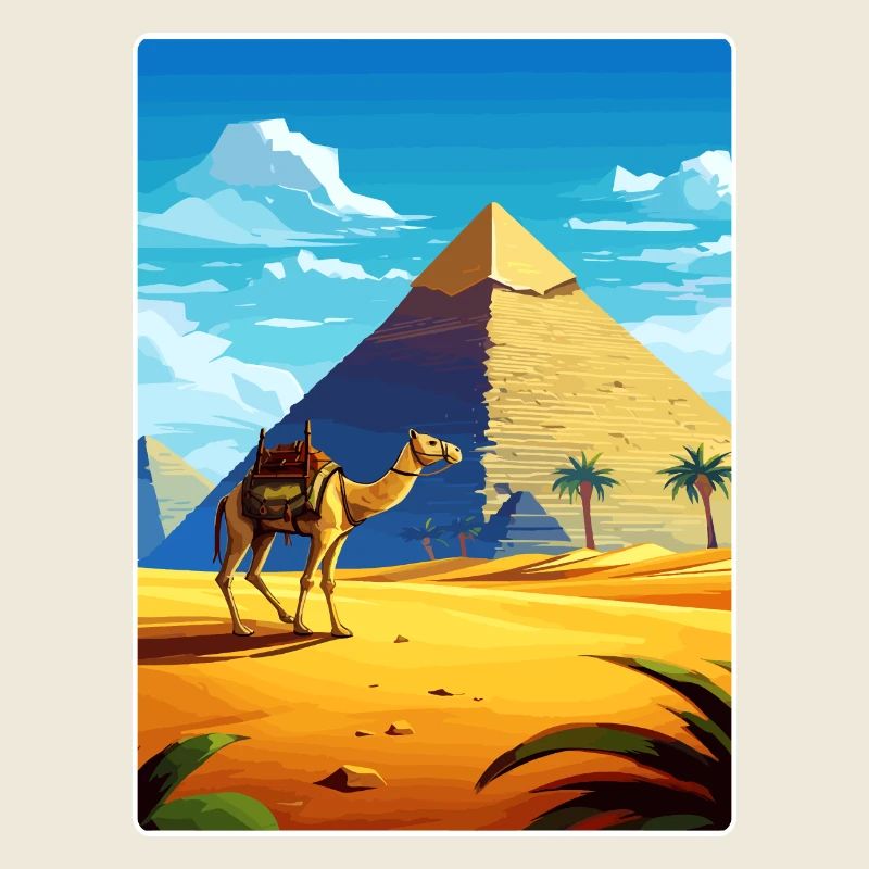 Le Caire, Égypte, Grandes Pyramides De Gizeh, Affiche De Voyage