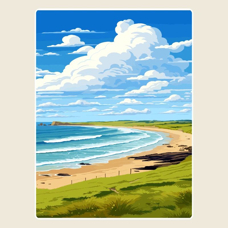 Constantine Bay, Cornouailles, Angleterre, Affiche de voyage, WPA