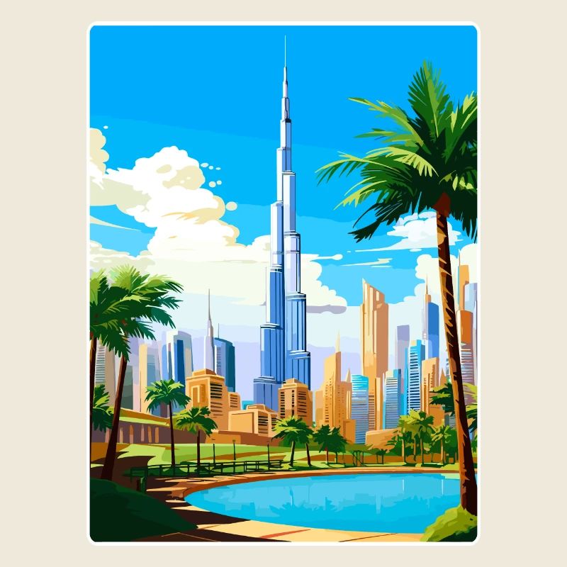 Dubaï Émirats arabes unis Affiche de voyage souvenir