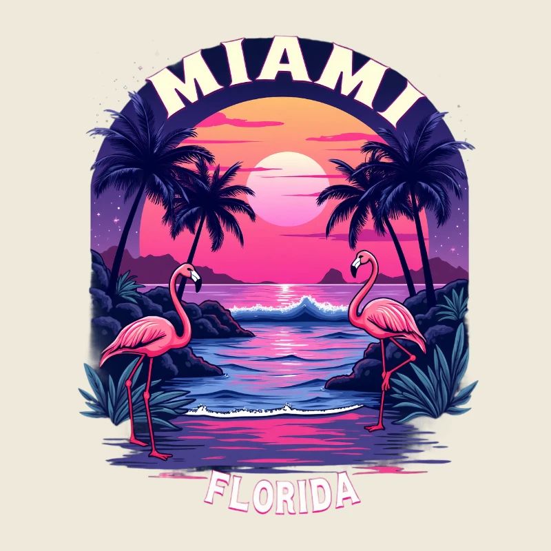 Miami, Floride, coucher de soleil, Flamingo Beach, vibrations
