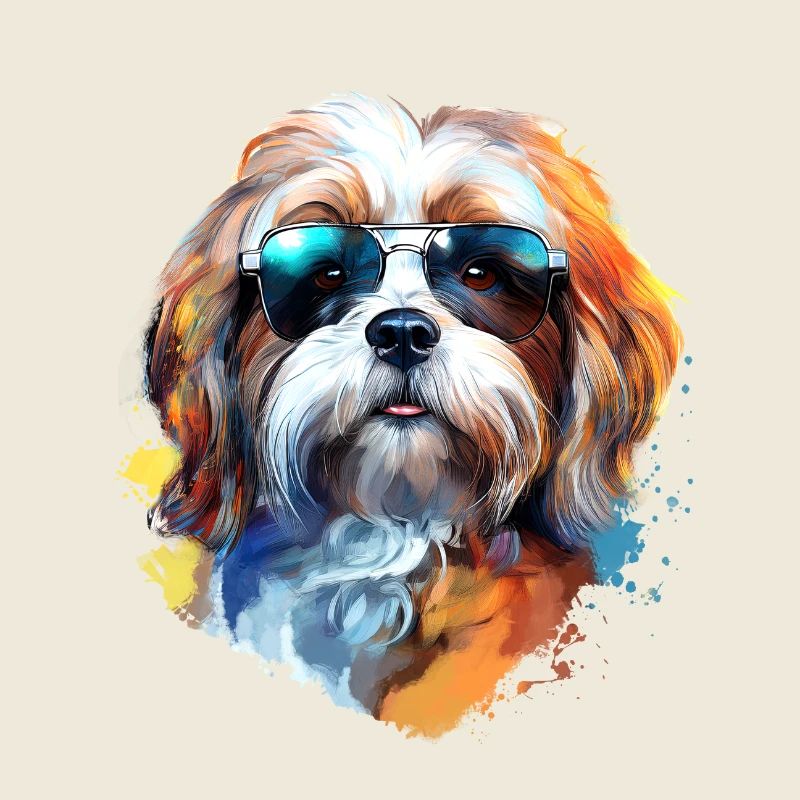 Lhasa Apso mit Sonnenbrille