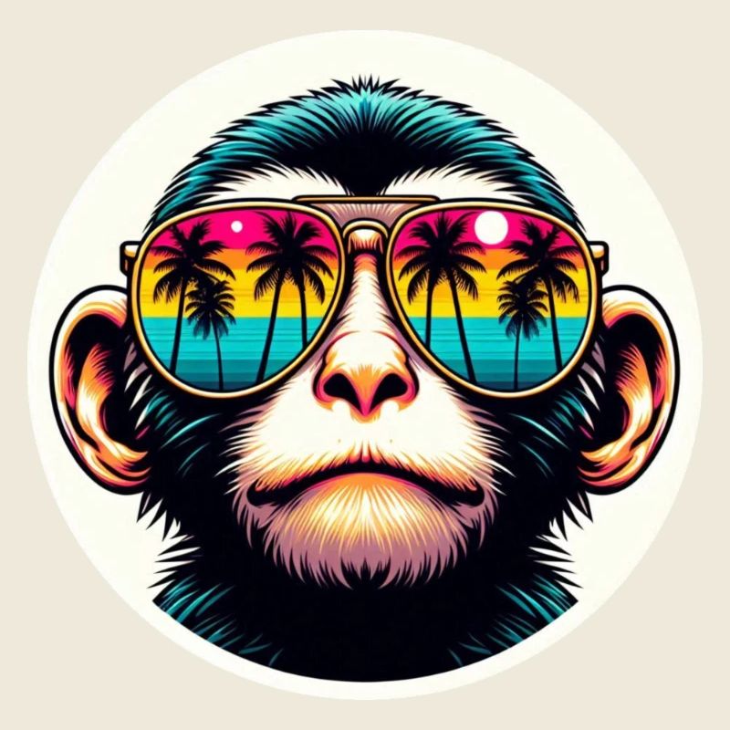 Monkey Glasses Palm Trees Colorful