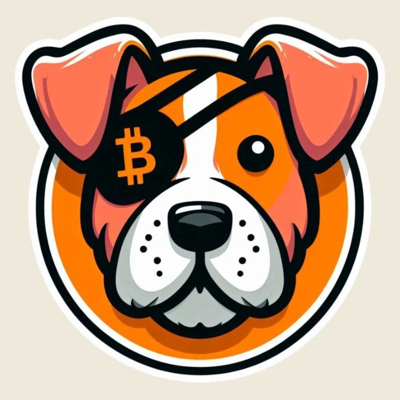 Hund mit Bitcoin Augenklappe