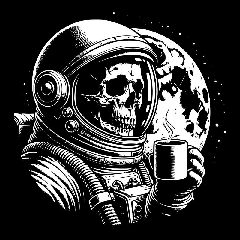 Crâne avec tasse à café