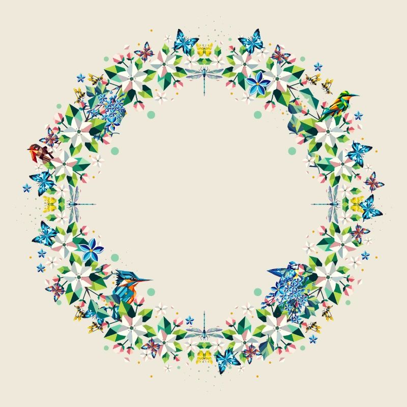 Couronne de printemps - Composition de fleurs et d’animaux colorés