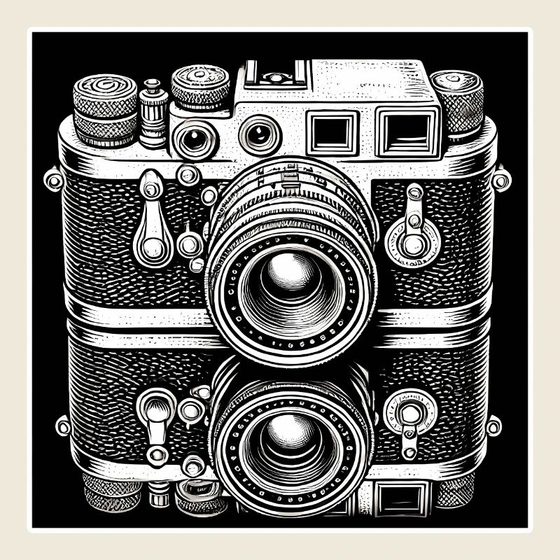 Vintage Camera Engraving Style